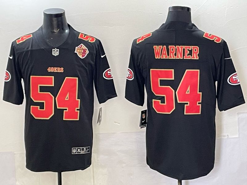 Men San Francisco 49ers #54 Warner Black gold Nike Limited NFL 2025 Jersey style 04